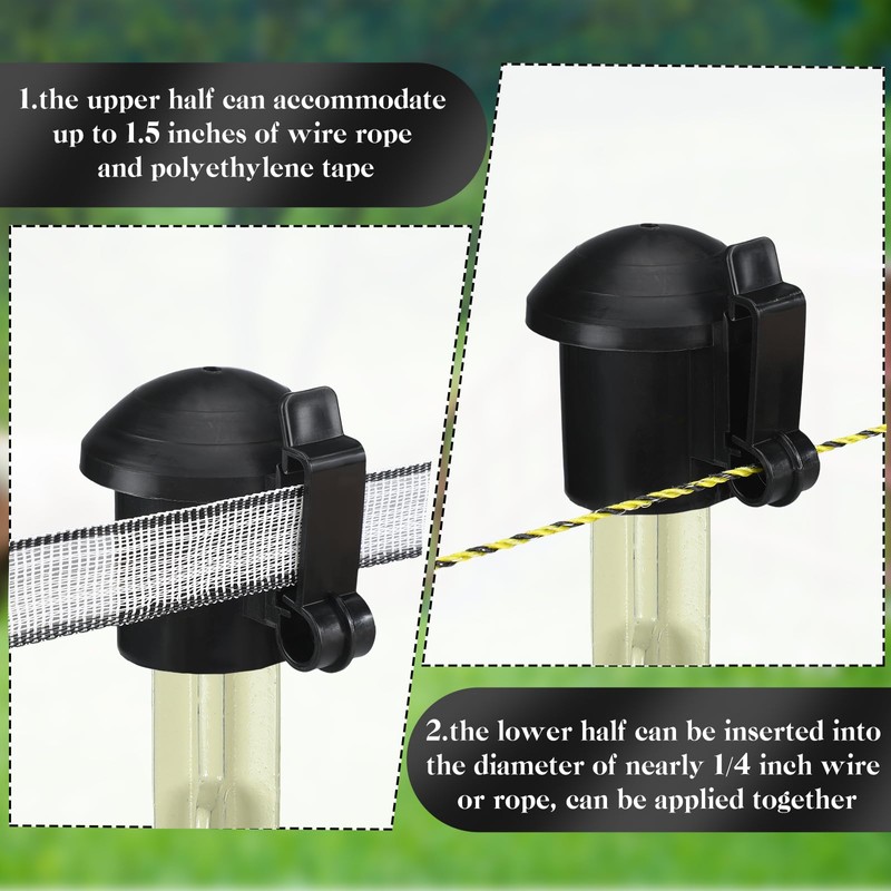 DoubleFill 12 Pcs Electric Fence Insulators and T Post Safety