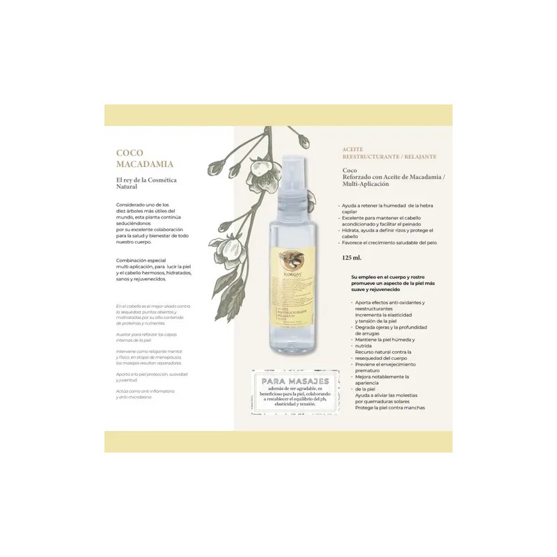 Aceite De Coco Reestructurante Multiaplicacion Florigan 125m