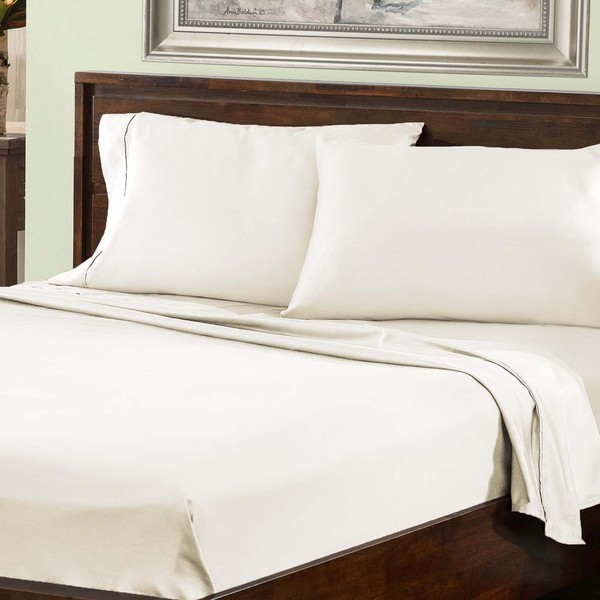 Cotton Blend 800 Thread Count , Deep Pocket, Soft, Wrinkle Resistant Queen bed Sheet Set, Solid, Ivory