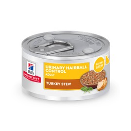 Hill's Science Diet Urinary Hairball Control, Adult 1-6, Urinacy Track Health & Hairball Control Support, Wet Cat Food, Turkey & Vegetables Stew, 2.9 oz Can, Case of 24