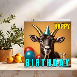 Goat Birthday Card & Envelope 145 x 145mm