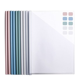 INDKOPVA Report Covers with Sliding Bar, 10 Pcs Premium Clear Front Report Covers Fit Letter A4 Size [Up to 80 Sheet Capacity] for Office School Home Organizer Binder (Color, 10 Pcs)