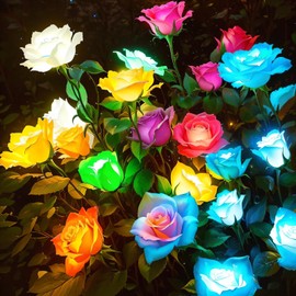 KuBace Solar Garden Lights, 2024 Newest Solar Lights Outdoor Garden Decor, Brighter & More Realistic Color Changing Rose Flower Lights for Outside, IP65 Waterproof Patio Yard Decorations Outdoor, 4 PK