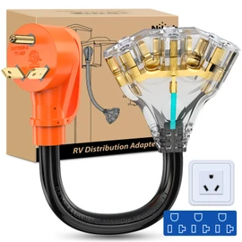 Nilight 30 Amp to 110V RV Adapter Cord 30 A to 15A RV Distribution Adapter Cord 3 Prong TT-30P Male to 3X 5-15R/5-20R Female ETL Listed for RV Camper Generator Household Outlet