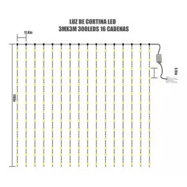 Yinlikede Cortinas Serie Luces 300 Led Navidad Decorativas Fiesta 3x3m