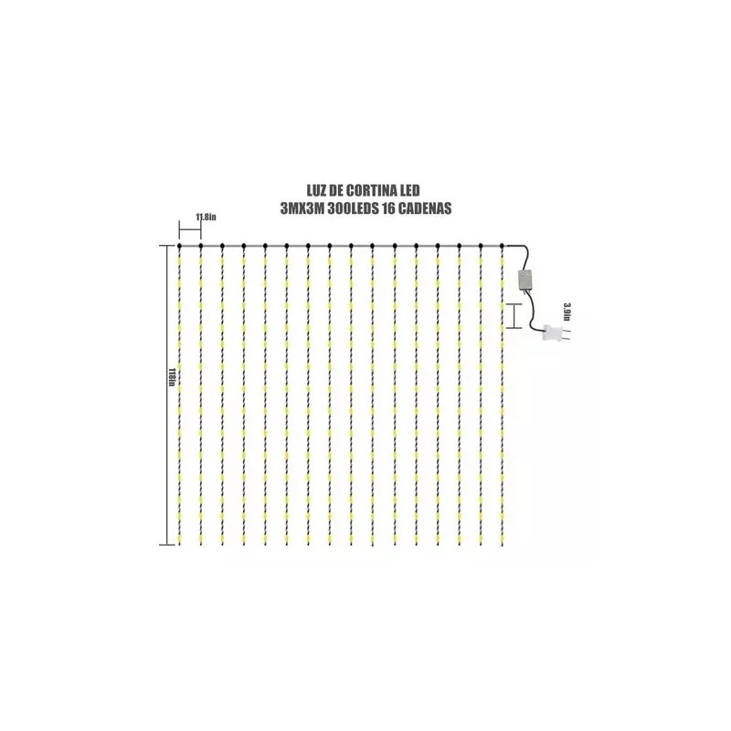 Yinlikede Cortinas Serie Luces 300 Led Navidad Decorativas Fiesta 3x3m