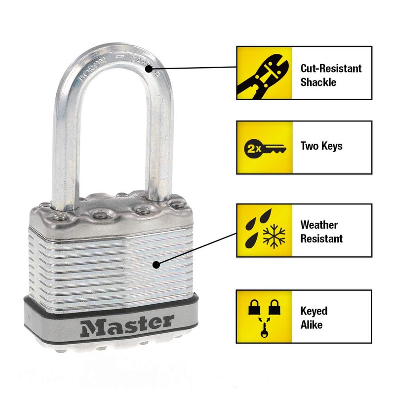 Master Lock Silver Magnum Outdoor Padlock with Key, Keyed Alike
