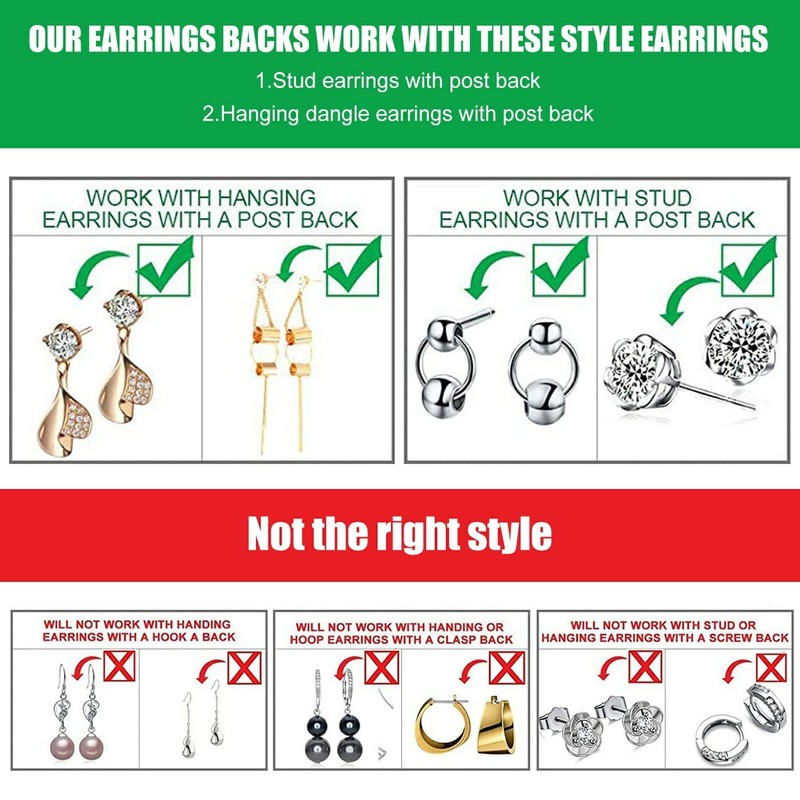 Earring Lifters, 3 Pairs Adjustable Hypoallergenic Earring Backs for Droopy