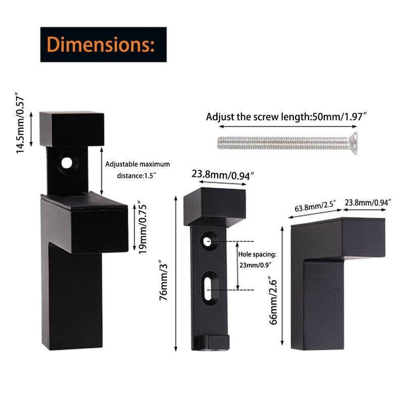 Glass Shelf Brackets , Adjustable 4PCS WoodFloating Shelf Brackets, Mounting