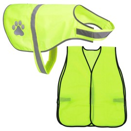 VIEWBRITE SAFETY Reflective Vest Adjustable Dog Safety Vest High Visibility Apparel for Outdoor Activities Walking Hunting and Matching One Size Fits All Human Safety Vest (Medium, Vest Combo)