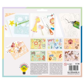 folia 40611 Creative Stencils Zoo, 6 Stencils Including Colouring Templates, for Painting Different Animals, Easy to Use with Colouring Pencils, Felt Tip Pens and Markers