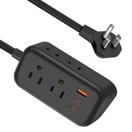 Cruise Ship Essentials - 30W USB CTravel Power Strip Flat Plug, 10 Ft Flat Extension Cord with 4 Outlets 3 USB Ports(2 USB C), Small Power Strip No Surge Protection for Cruise Travel Home Office