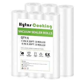 HytusCooking [6 Pack] Vacuum Sealer Bags Rolls, 3 Rolls 11" x 20' & 3 Rolls 8" x 20', Heavy Duty Multi-Layer Commercial Grade Food Storage Bags for Sous Vide, Meal Prep [BPA-Free]