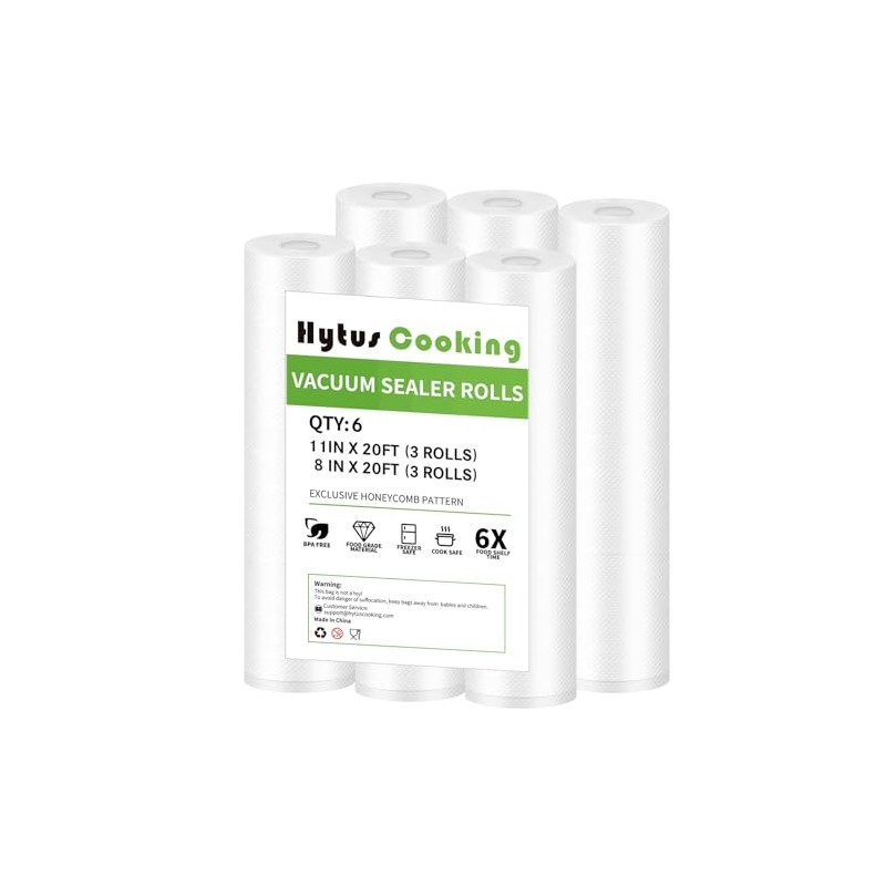 HytusCooking [6 Pack] Vacuum Sealer Bags Rolls, 3 Rolls 11"