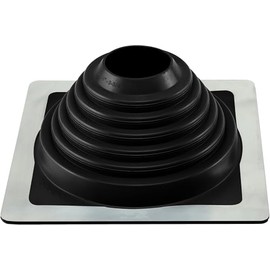 Water-Tite 81467#4 Metal Roof Flashing, 9-3/4-by-9-3/4-Inch Square Base with Silicone Collar, For 2-3/4" to 7" Vent Pipes, Black