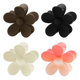 GLADFRESIT 4PCS Flower Hair Claw Clips - Nonslip Matte Flower Claw Clips Strong Nonslip Flower Hair Claws Matte Flower Hair Clips for Women and Girls