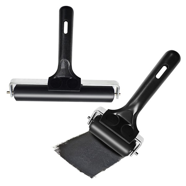 ATB 2.2-inch+6-Inch Rubber Brayer Roller for Printmaking, Removable Print Roller,