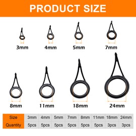 Proximitck Fishing Rod Tip Repair Kit Fishing Rod Tips Stainless Steel Ceramic Ring (36pcs/8size)