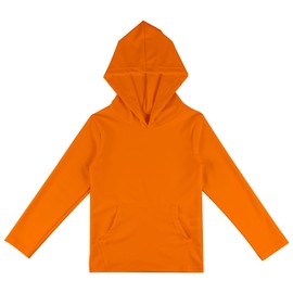 ESTAMICO Boys Hooded Rash Guard Shirts Kids Long Sleeves Quick Dry Surf Shirt UPF 50+ Sun Protection Swimwear Orange 2T