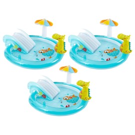 Intex Gator 6.6ft x 5.6ft x 4in Outdoor Inflatable Kiddie Pool Water Play Center with Slide, for Toddlers Ages 2 and Up (3 Pack)