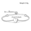 Angelra Women's Heart Shaped Pendant Silver Monogram A-Z Adjustable Bracelet