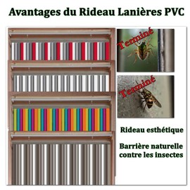 MadeInNature, Door Curtain with Plastic Straps for Indoor and Outdoor Use Width 90 cm x Length 220 cm Choice of Colours (Grey, White)