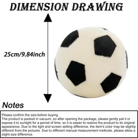 zxmbeddings Soccer Plush Ball Shaped Pillow Toy Football Stuffed Animal Room Decor,White,9.8"