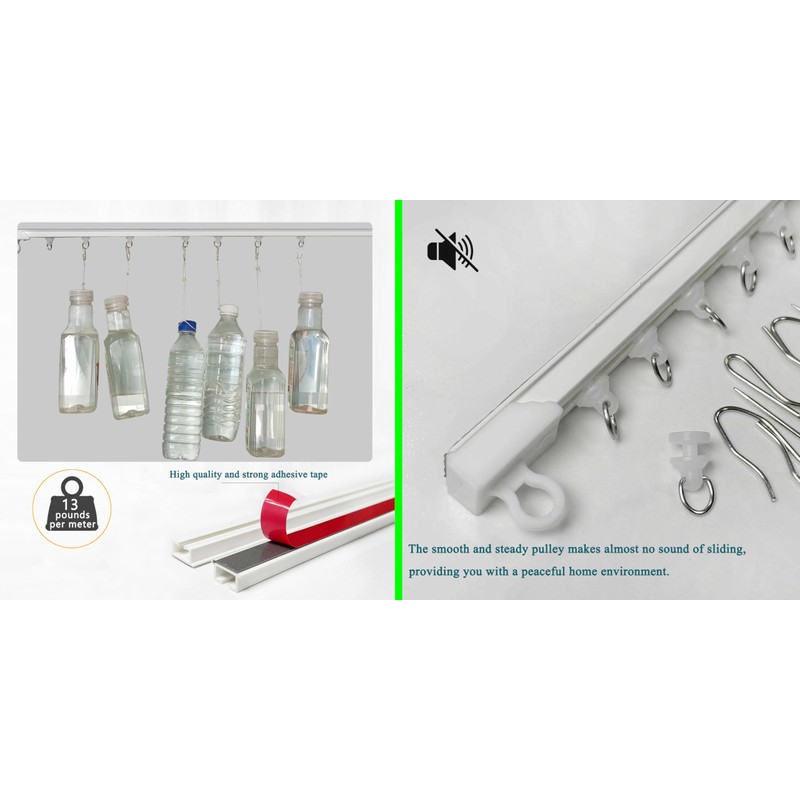 Ontrack Self Adhesive Curtain Track, Ceiling Track Set- No Drill,