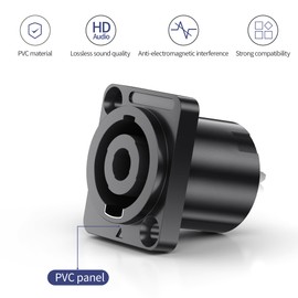 Jumwa 4 Pack 4 Pole Speakon Panel Twist Lock Speaker Socket Square Panel Jack Mounting Compatible with Neutrik Speakon NL4MP, NL4MPR, NL4FC, NL4FX, NLT4X, NL4 Series, NL2FC, Type6