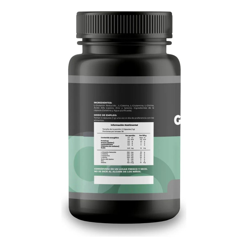 L-glutation,glutamina,glicina, Ácido Alfa Lipoico, 120 Caps Sabor Sin Sabor