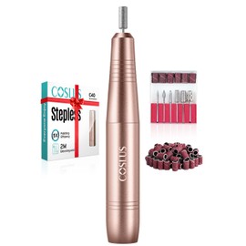 COSLUS C40 Electric Nail Cutter for Gel Nails: 20000 rpm Wire Adjustable Speed and Rotation Direction Manicure and Pedicure Set, Nail File Cutter for Gel Nails, Acrylic Nails (Rose Gold)