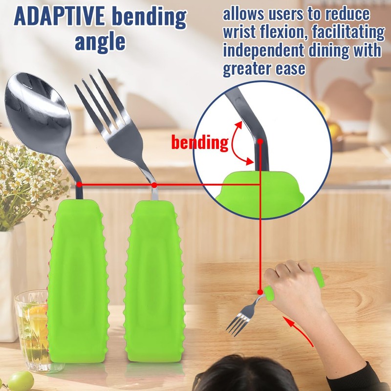 EZ Assistive Adaptive Weighted Utensils Set – Spoon and Fork