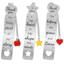 COCHIE 3PCS Metal Bookmark Bulk Teacher Appreciation Gifts, Thank You for Helping Me Grow Bookmarks with Tassel for Teachers, Women, Men, Graduation Gift from Students (Teachers)