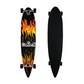KROWN Longboards RED Flame Complete Longboard Pintail