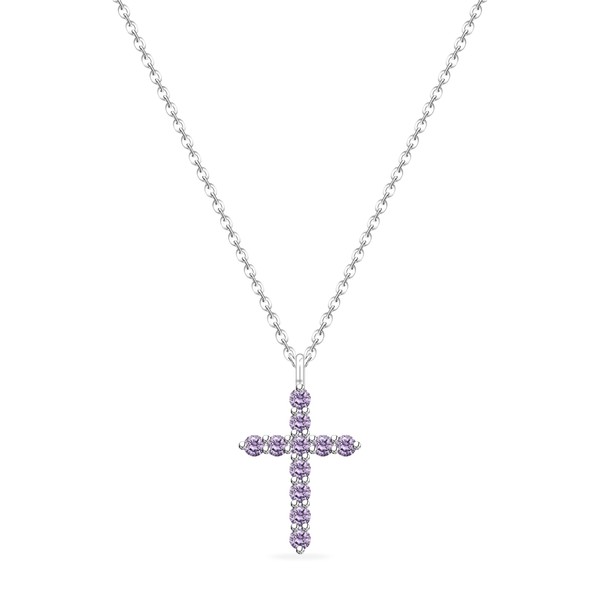 LMXXVJ Created Purple Amethyst Cross Faith Necklace for Women,Cross Pendant
