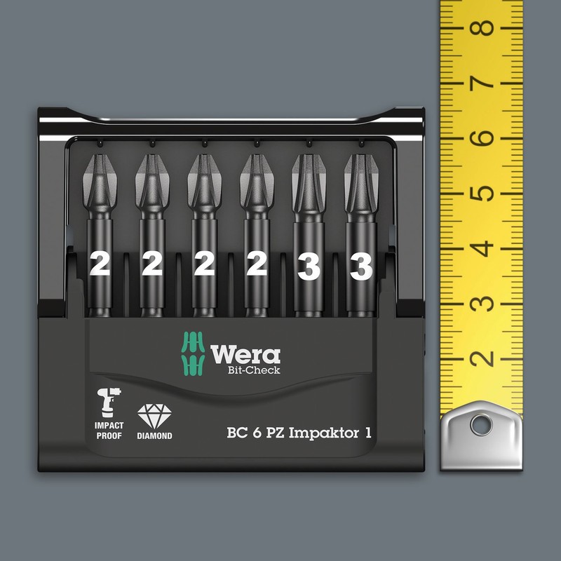 Wera Bit-Check 6 PZ Impaktor 1 Diamond Coated TriTorsion Long