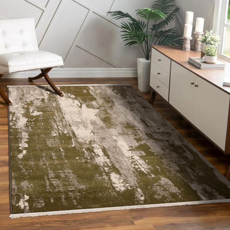 LUXE WEAVERS Abstract Modern Fringe Green 5x7 Area Rug