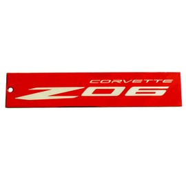 C8 Corvette ZO6 Red Steel Magnet Emblem Dusted Chrome Powder Finish 7.5" by 1.75" Z06
