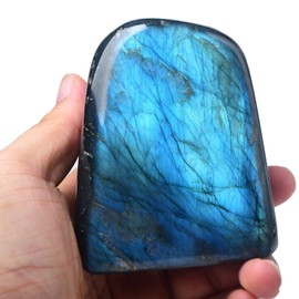 FZBHRO FZBHRO Large Labradorite Rock Polished Slab Block Healing Crystal Stone for Meditation Gift Home Decor 1.7-2.2 Pound