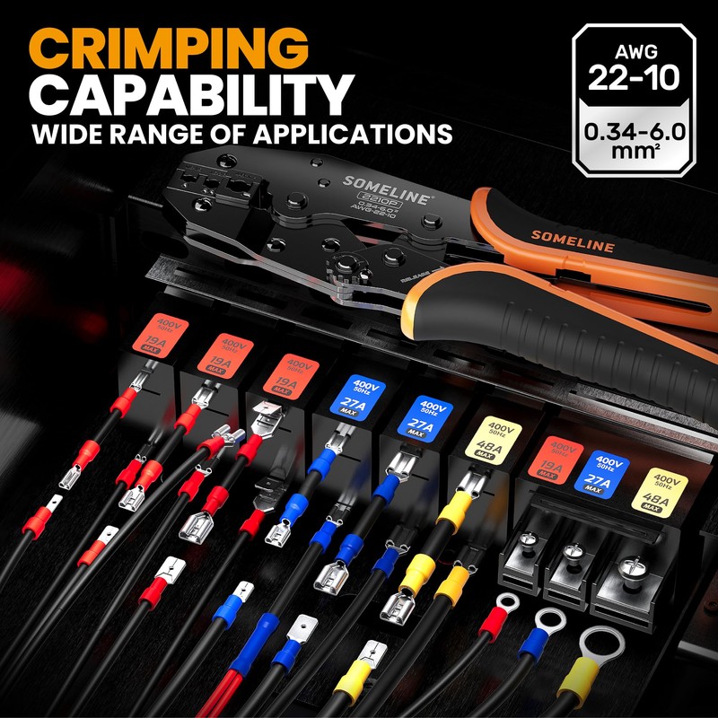 SOMELINE Wire Terminals Crimping Tool, with 45 Sizes Insulated Ratcheting