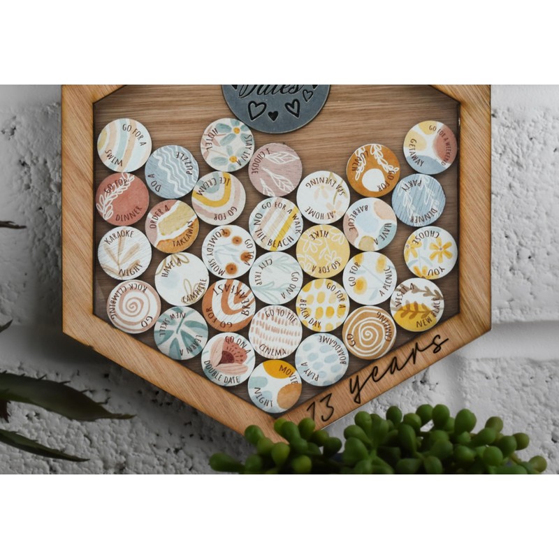 13 Year Anniversary Date Night Hanging Frame: 30 Interactive Date