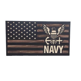 Knotty Oar Wood Shop Navy Dark Rustic Hidden Gun Storage Safe Mini American Concealment Flag - Magnetic, Without