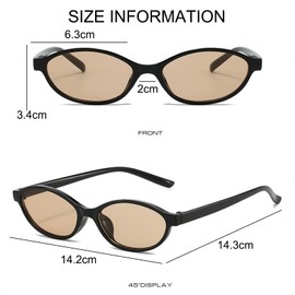 JSTHHTT Pack of 4 Vintage Oval Sunglasses Women's Slim Skinny Trendy 90s Retro Sunglasses Fashionable Retro Colourful 90s Trendy Glasses for Women, multicoloured