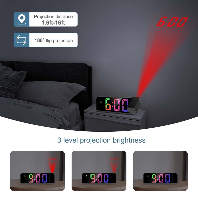 Ankilo Projection Alarm Clock, Digital Alarm Clock with Temperature &