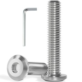 VGBUY M6-1.0 x 45 mm 35Pcs Flat Head Hex Socket Cap Screws Bolts,304 Stainless Steel 18-8,Full Thread,Hex Spanner Included (VG30111)