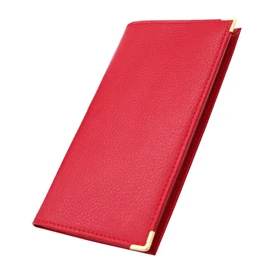 Charmoni - Cheque Book Cover - Protective Case for Checkbook, Credit Card Slot, ID, Banknote - Leather - All in One - Lightweight and Compact, c07 red, Classic