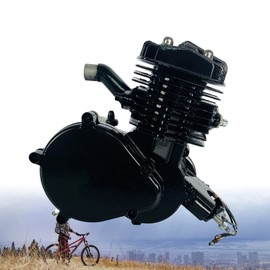 KONKENIE 80CC 2-Stroke Petrol Gas Motor Engine Bike Single Cylinder Air-cooled Engine CDI for Bicycle Motorized 1.85KW 1.65HP 5500RPM (Black)