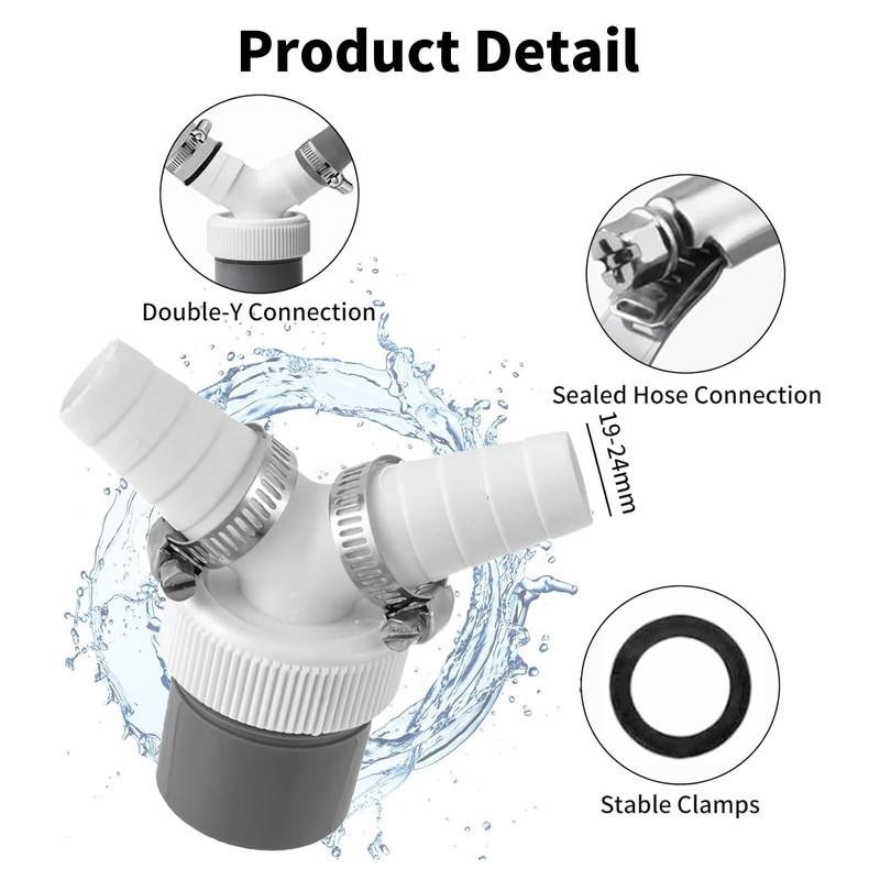 Drain Adaptor for Dishwasher and Washing Machine, 0.75"-0.95" Double Connection