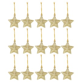 30Pcs Mini Gold Glitter Star Pendant Christmas Tree Hanging Decorations Xmas Star Pendant Tree Ornament Decoration for Christmas