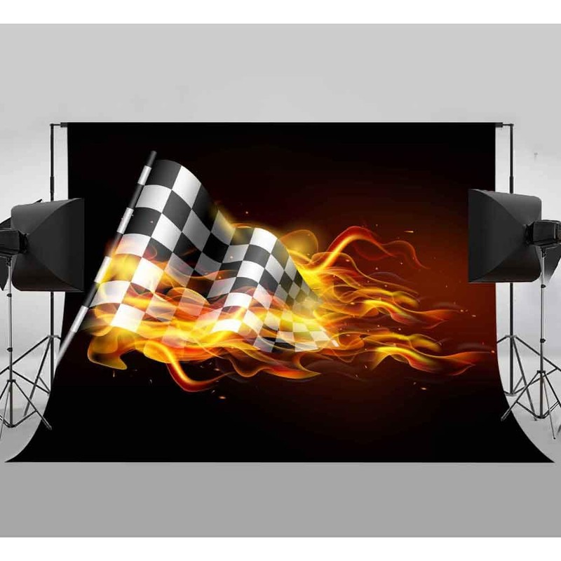 Racing Car Backdrop Flame Black Photography Background MEETSIOY 7x5ft Themed